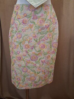 Cynthia Steffe Yellow Embroidered Floral Skirt Size 10